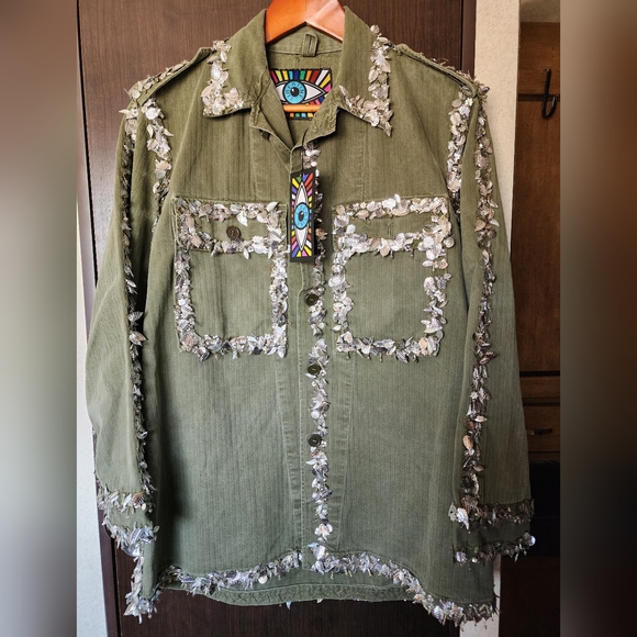 NEW! Libertine VINTAGE Beaded Seems Army Jacket - Picture 3 of 10